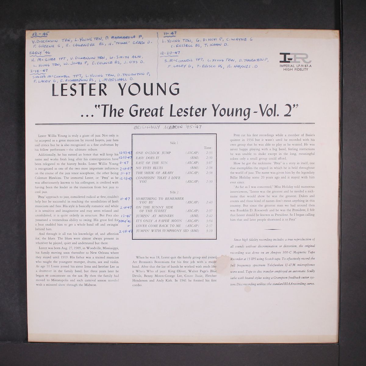 the great, vol. 2 by LESTER YOUNG