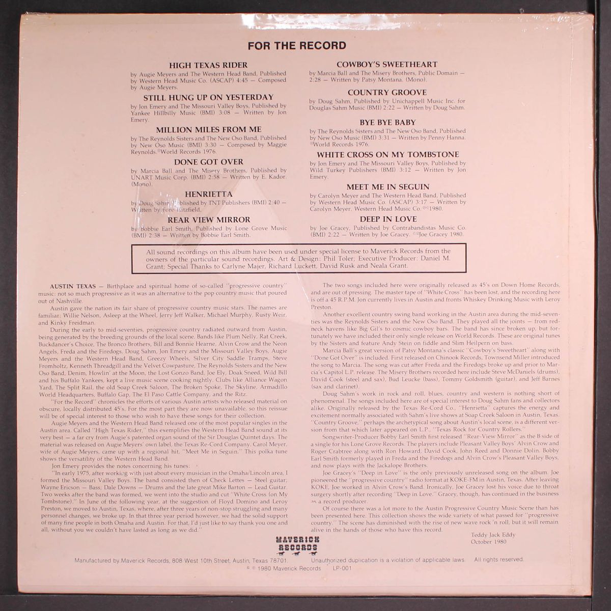 for the record, austin country 1973-1978 by VARIOUS