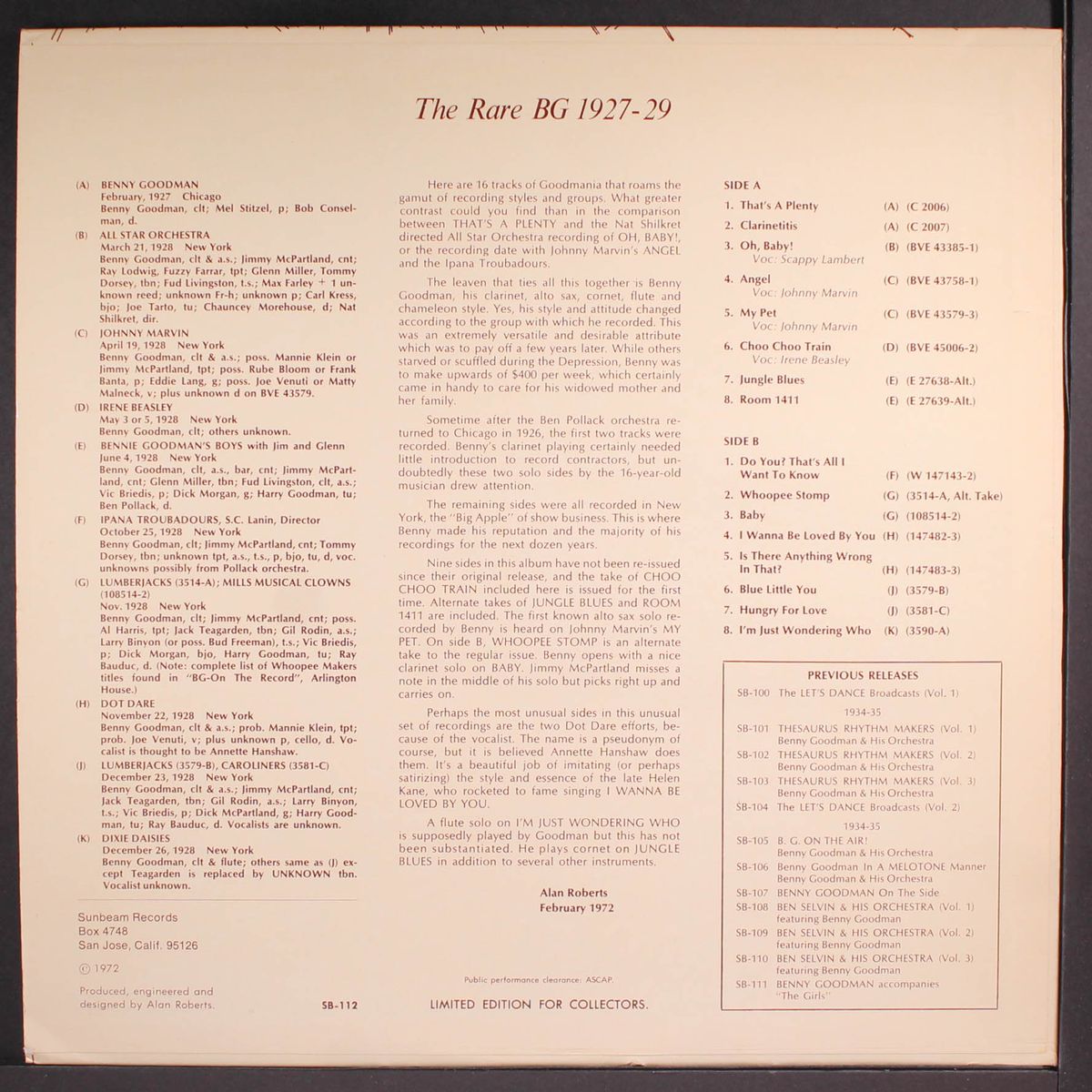 the rare bg 1927-29 by BENNY GOODMAN