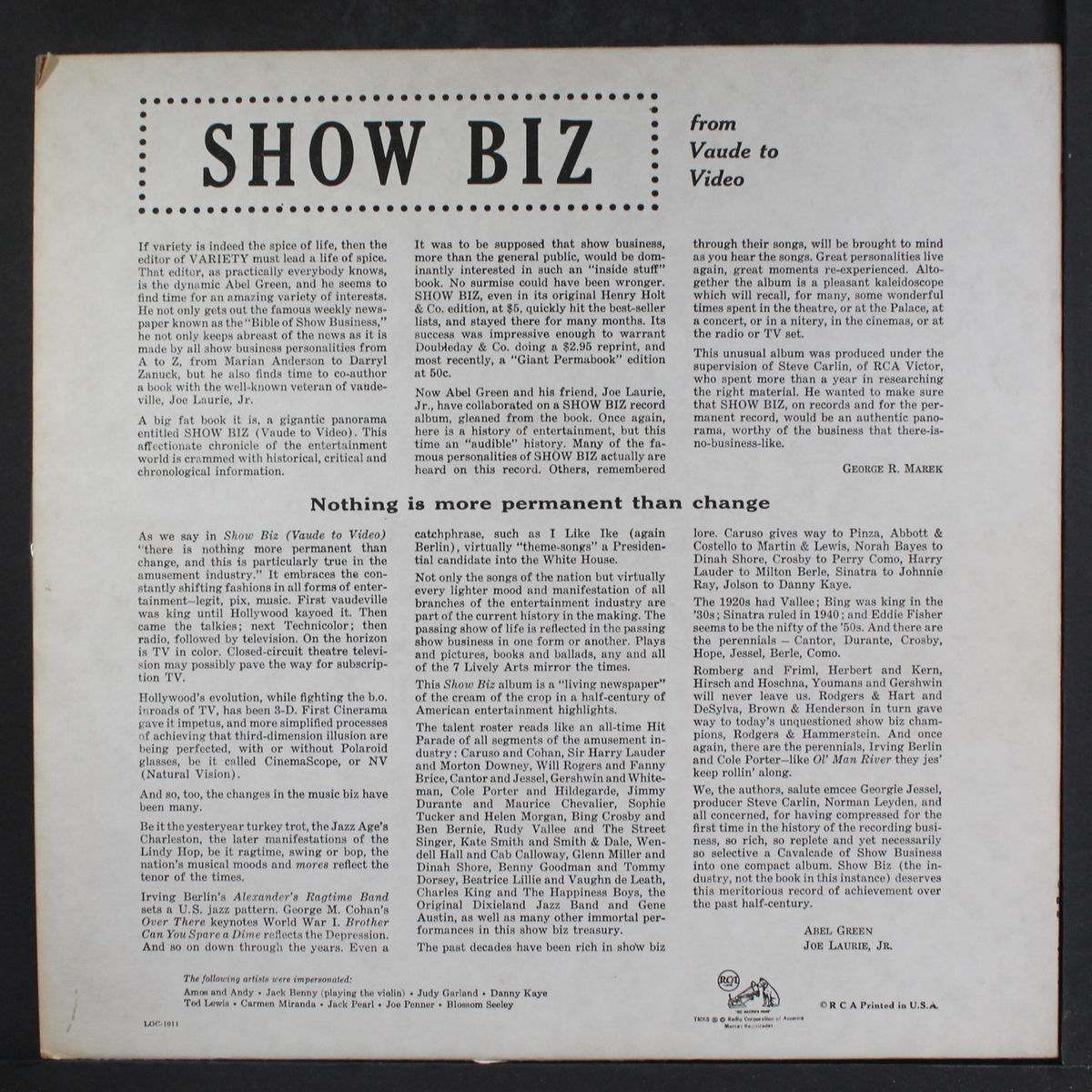 show biz, from vaude to video by GEORGE JESSEL