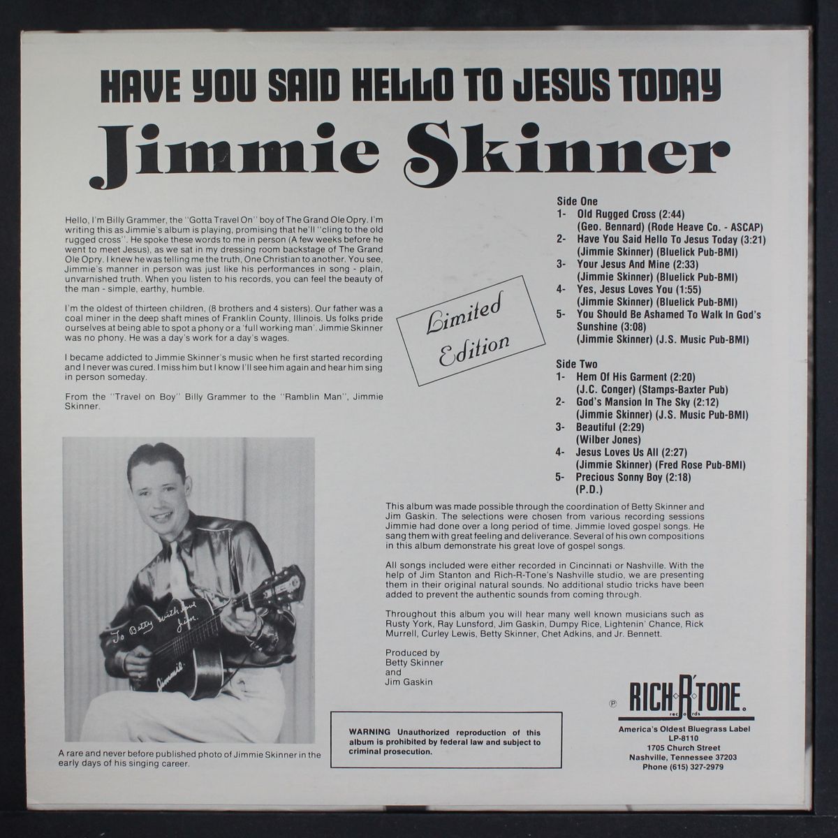 have you said hello to jesus today by JIMMIE SKINNER