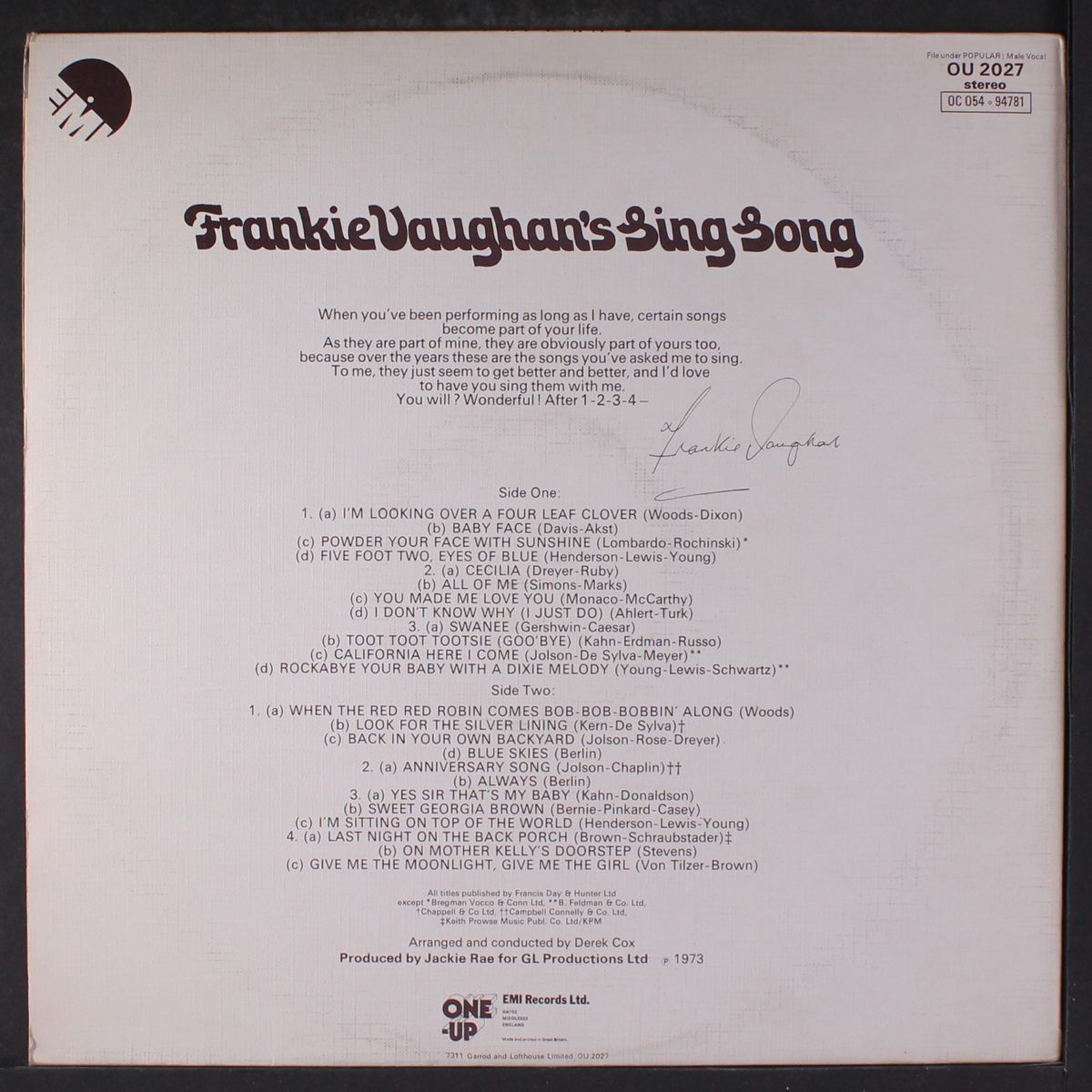 frankie vaughan's sing song by FRANKIE VAUGHAN
