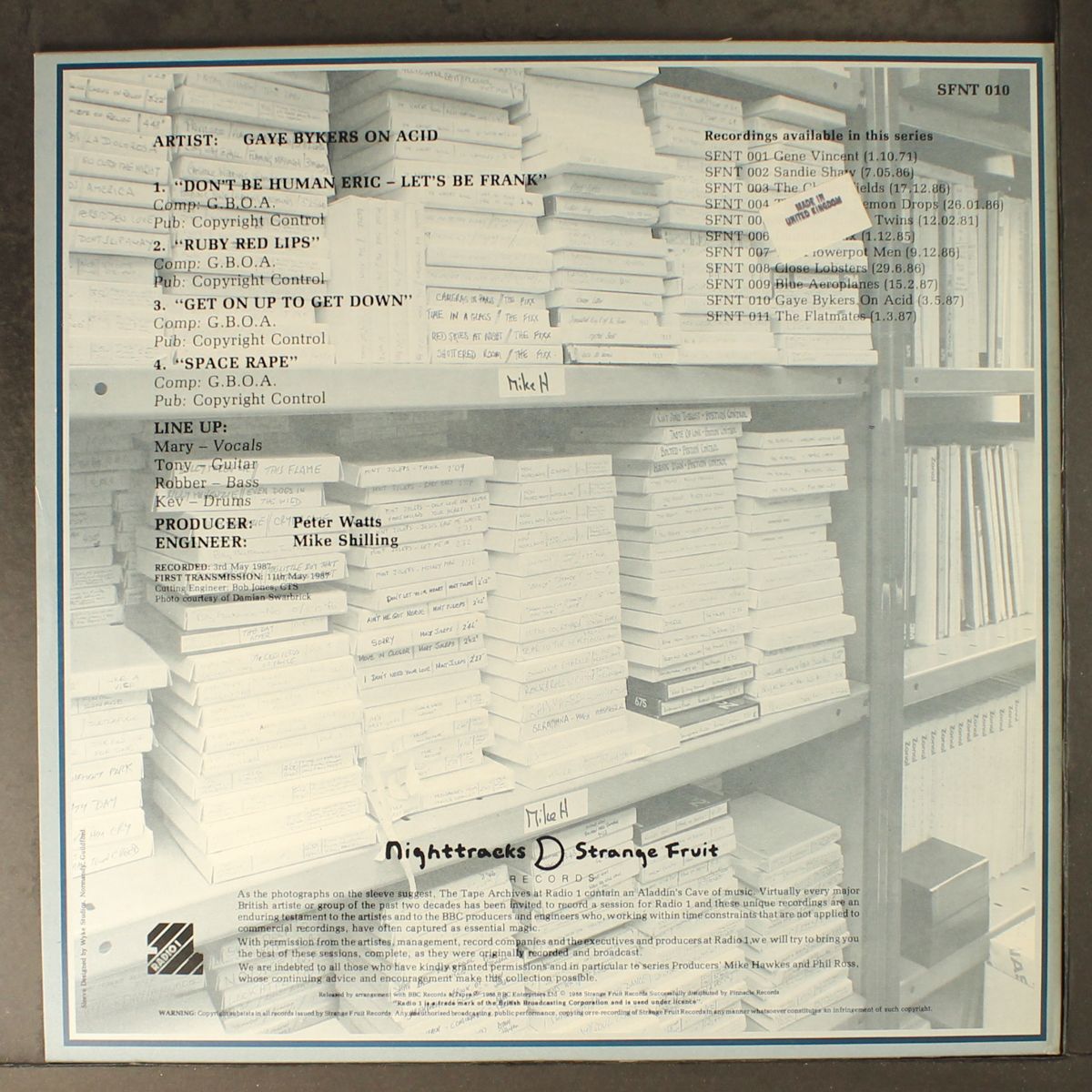 the janice long session by GAYE BYKERS ON ACID