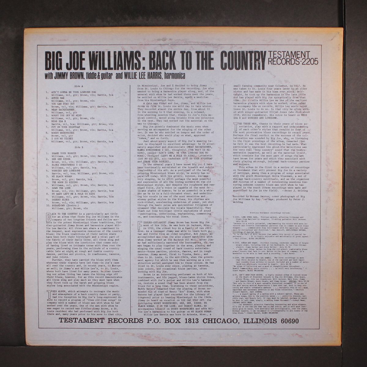 back to the country by BIG JOE WILLIAMS