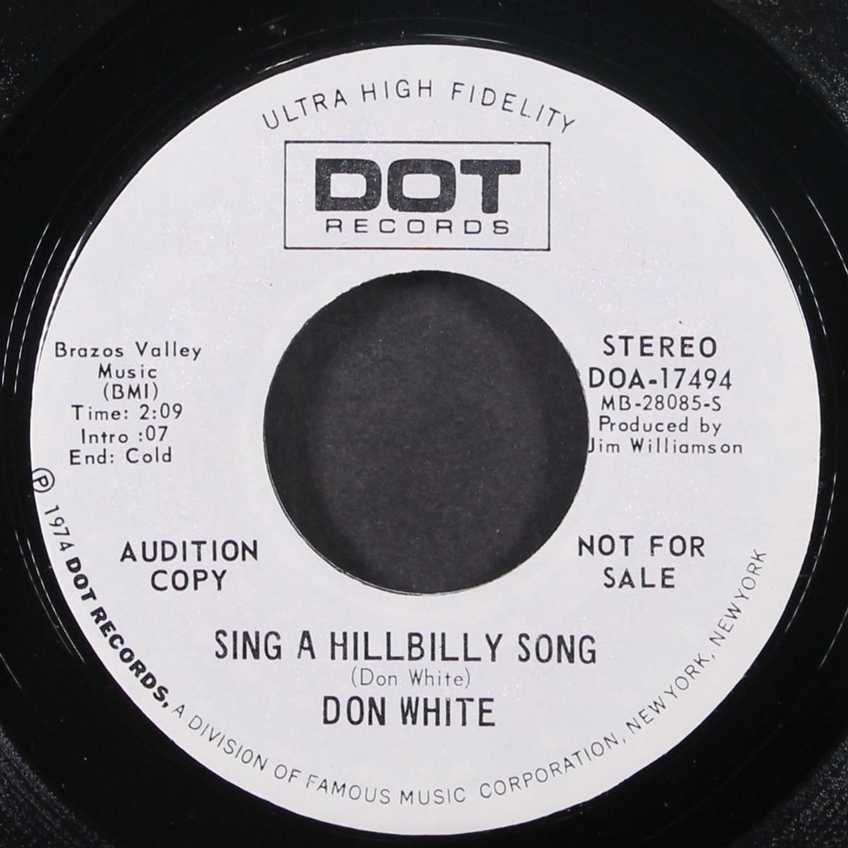 sing a hillbilly song by DON WHITE