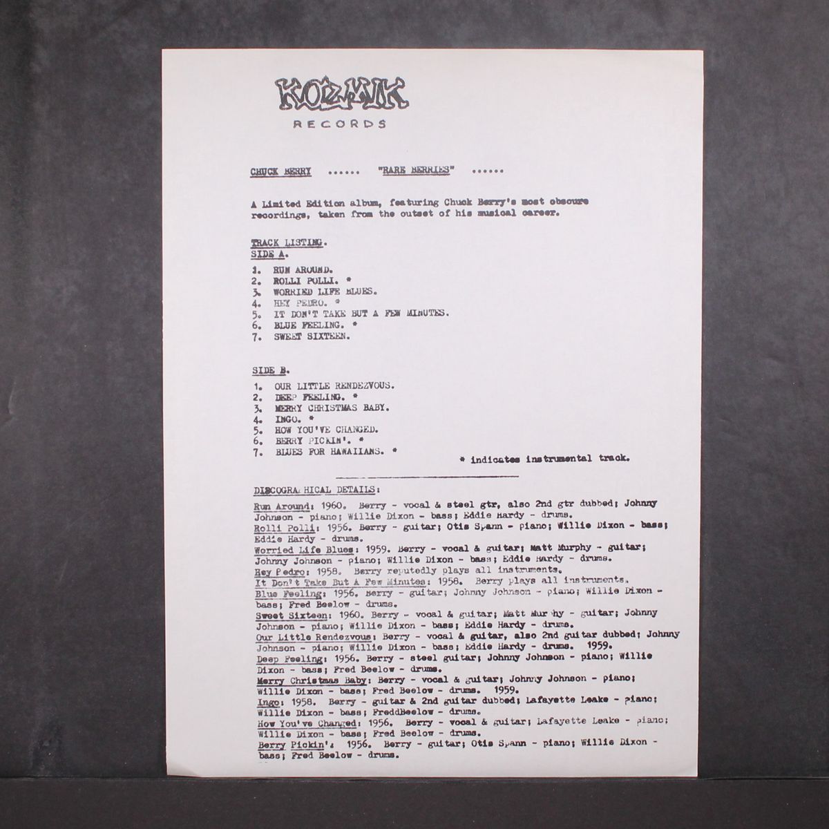 rare berries by CHUCK BERRY