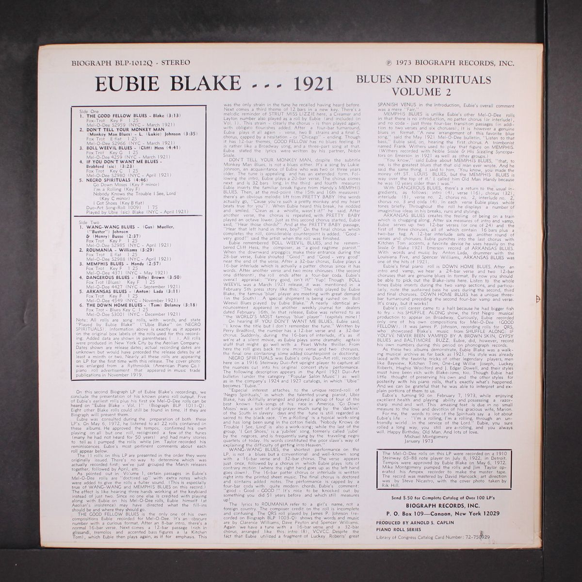 1921 vol. 2 by EUBIE BLAKE