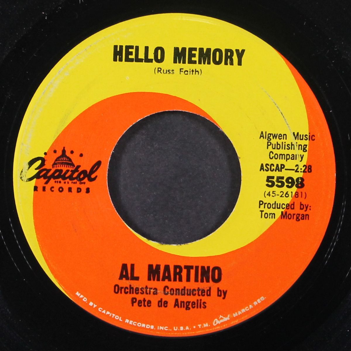 hello memory / think i'll go somewhere and cry myself to sleep by AL MARTINO