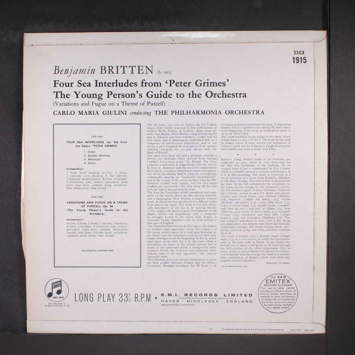 britten: four sea interludes from 'peter grimes' by CARLO MARIA GIULINI