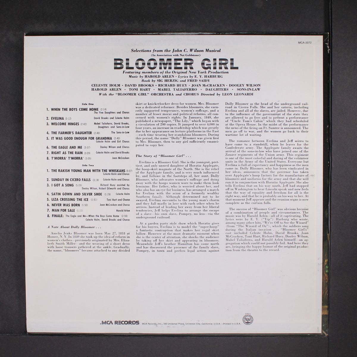 bloomer girl by ORIGINAL CAST