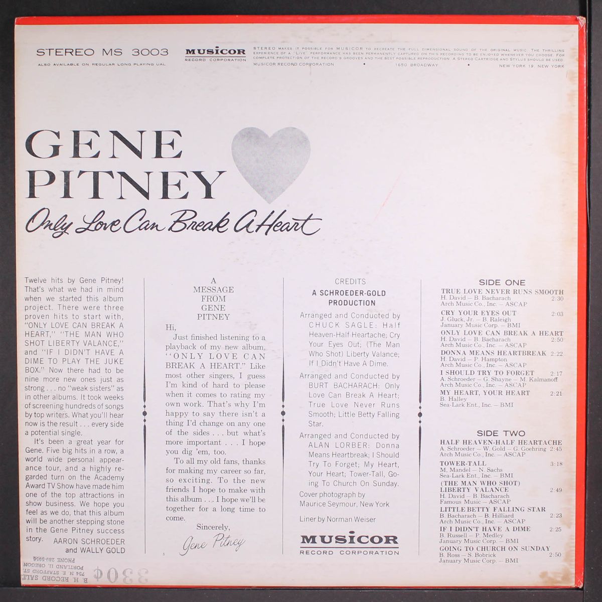 only love can break a heart by GENE PITNEY