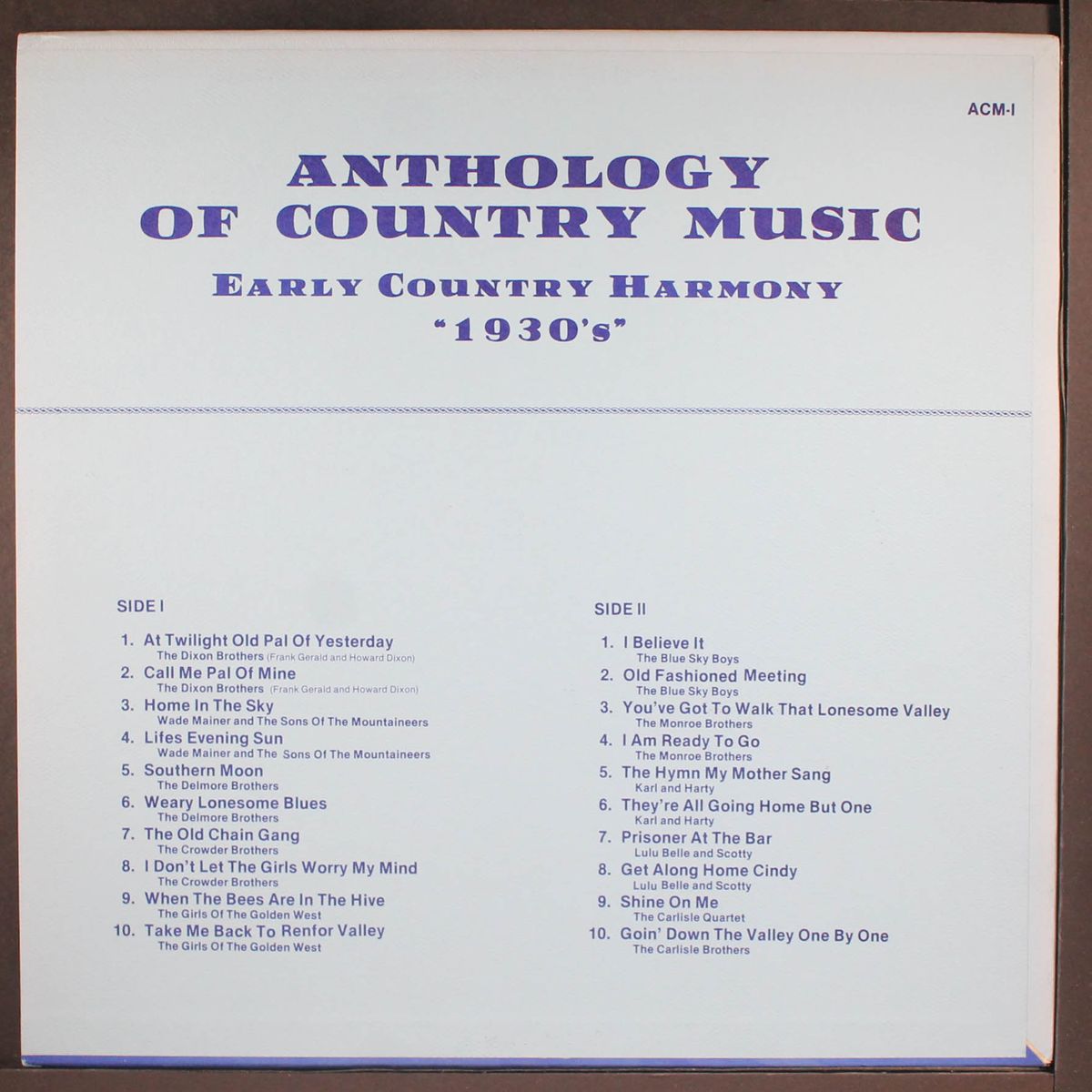 early country harmony: 1930's by VARIOUS