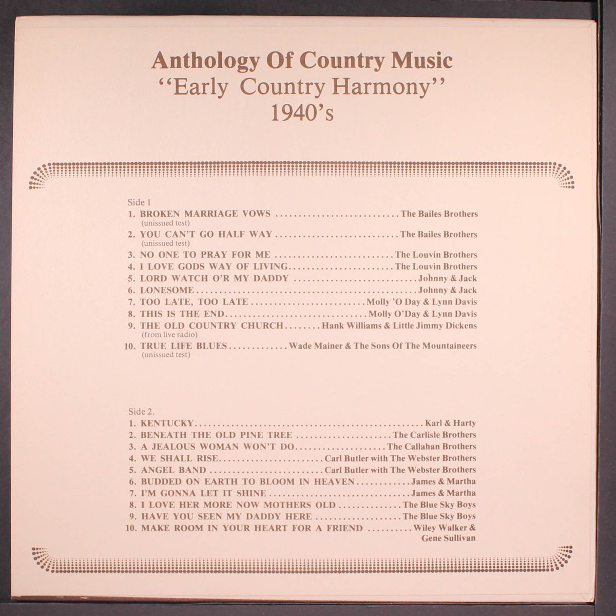 early country harmony: 1940's by VARIOUS