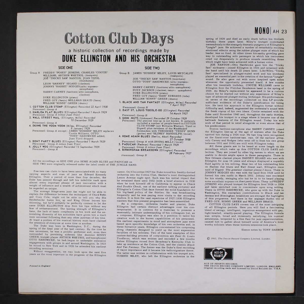cotton club days by DUKE ELLINGTON