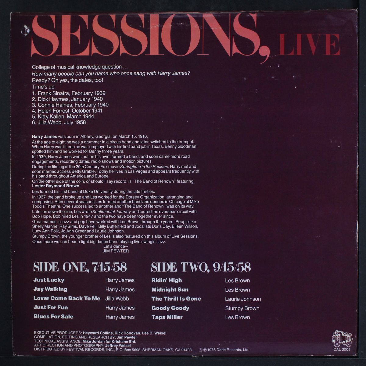 sessions, live by HARRY JAMES & LES BROWN