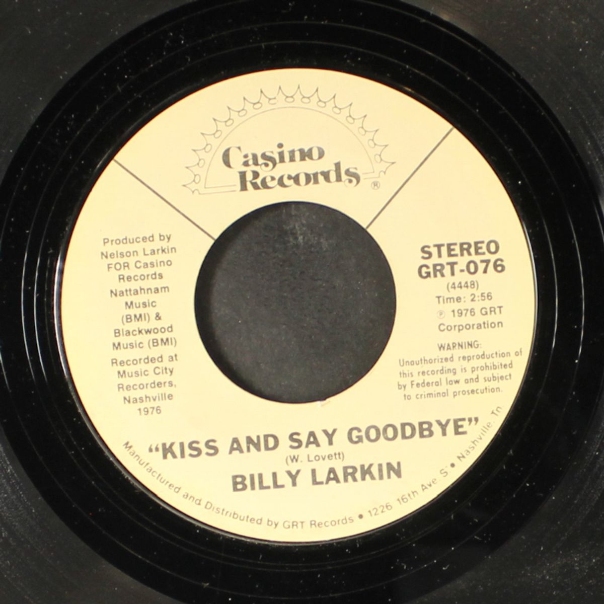 kiss & say goodbye / there's a soul brother in a country band by BILLY LARKIN