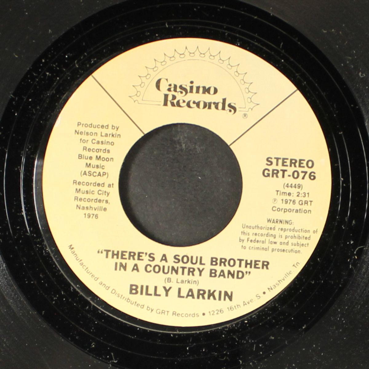 kiss & say goodbye / there's a soul brother in a country band by BILLY LARKIN