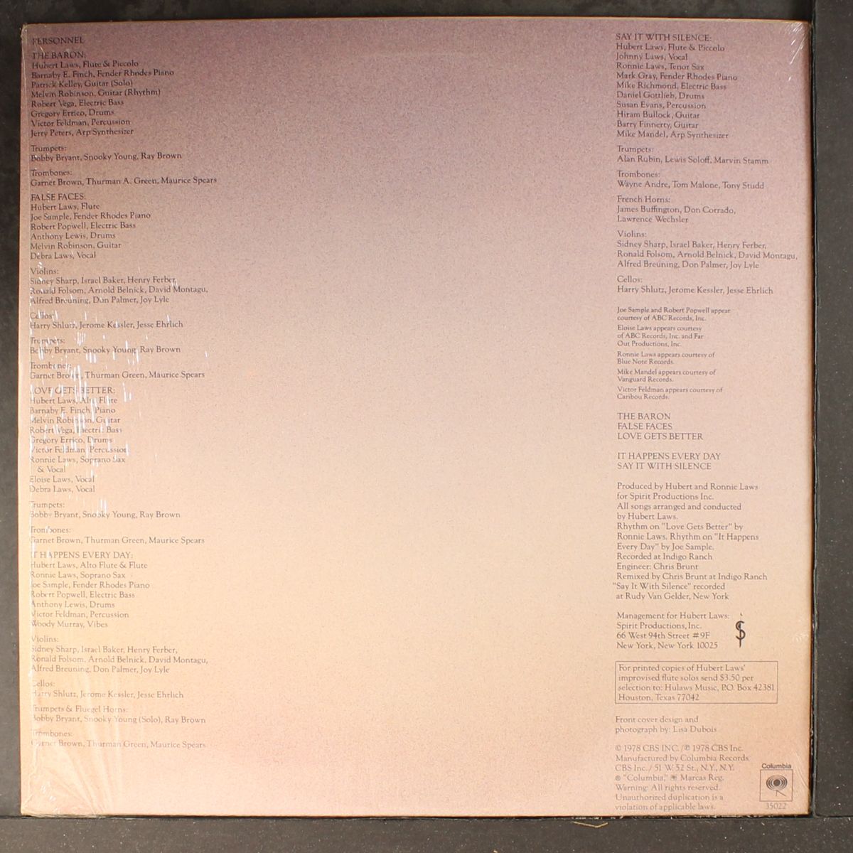 say it with silence by HUBERT LAWS