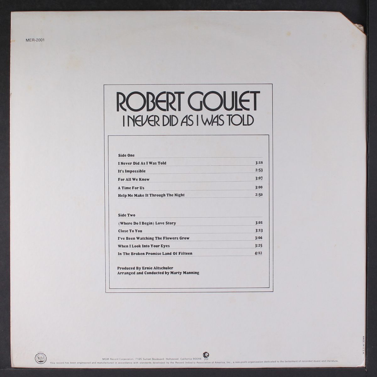 i never did as i was told by ROBERT GOULET
