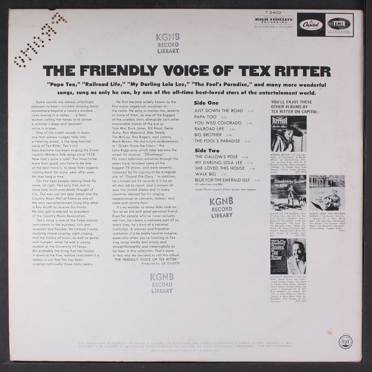 the friendly voice of by TEX RITTER