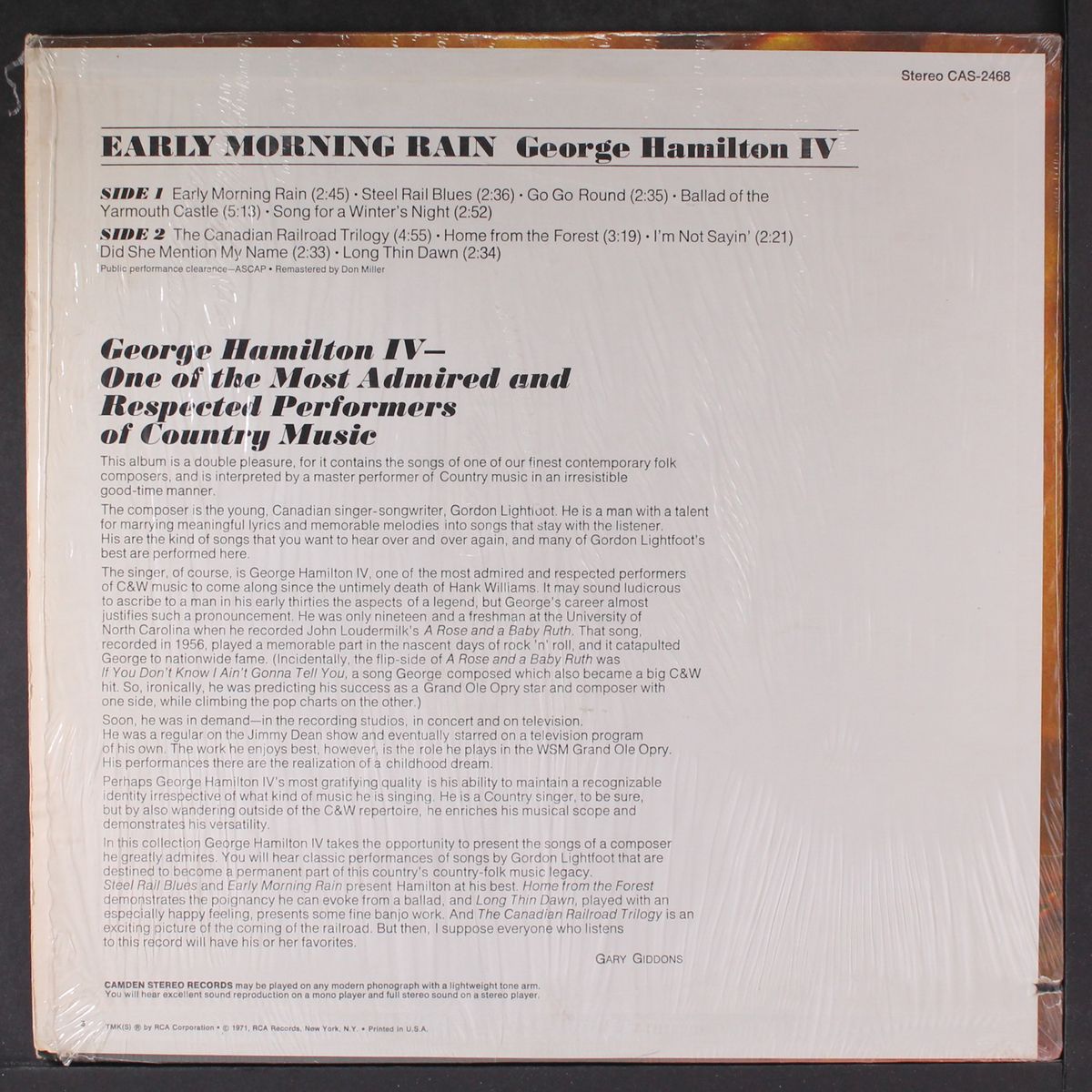 early morning rain by GEORGE HAMILTON IV