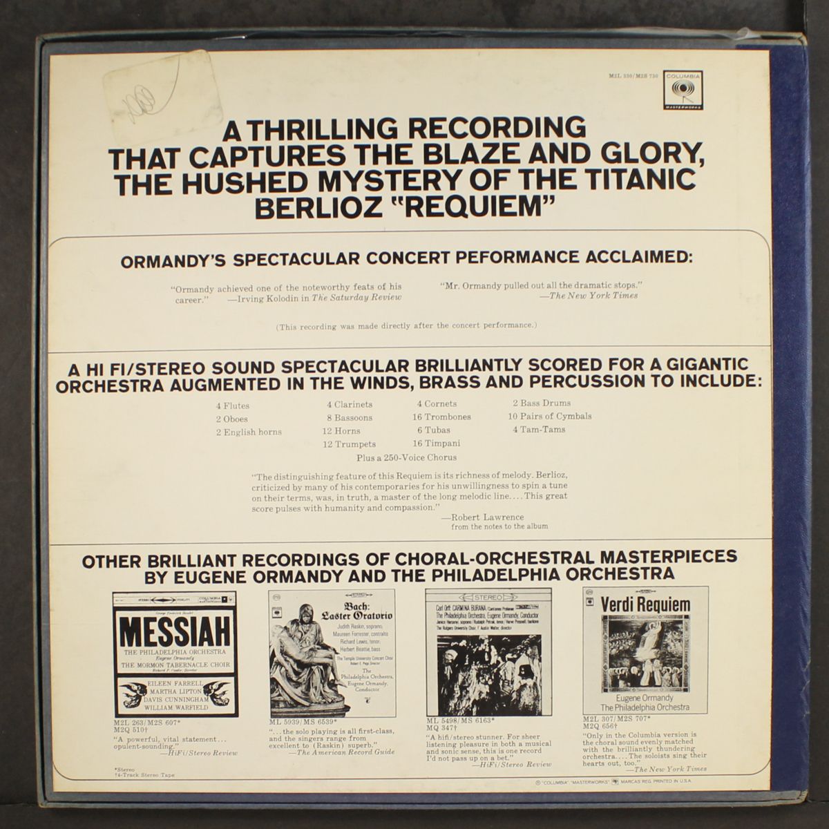berlioz: requiem by EUGENE ORMANDY