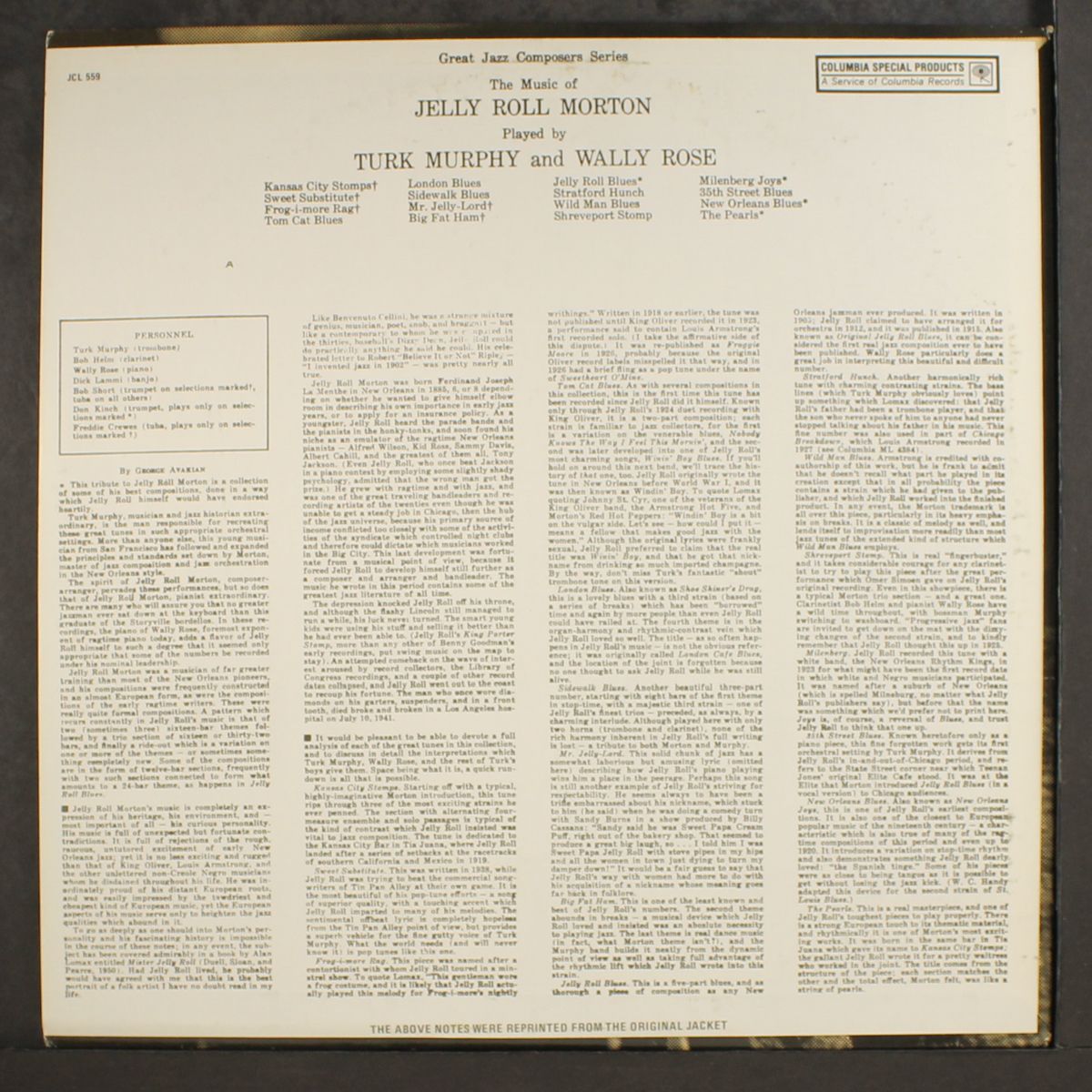 the music of jelly roll morton by TURK MURPHY & WALLY ROSE