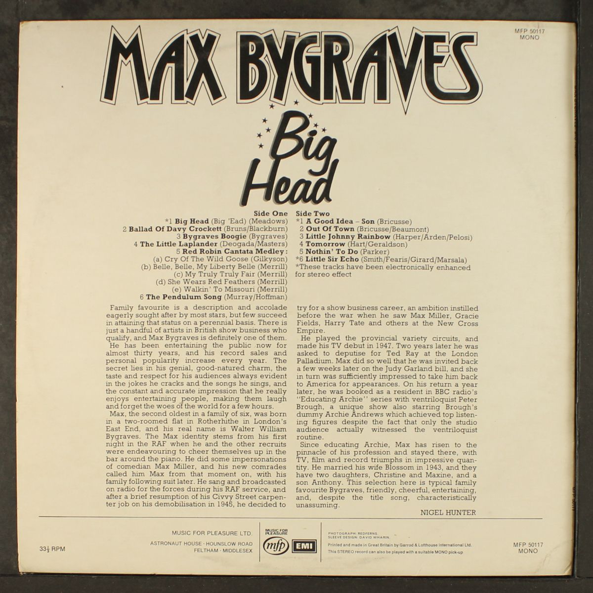 big head by MAX BYGRAVES