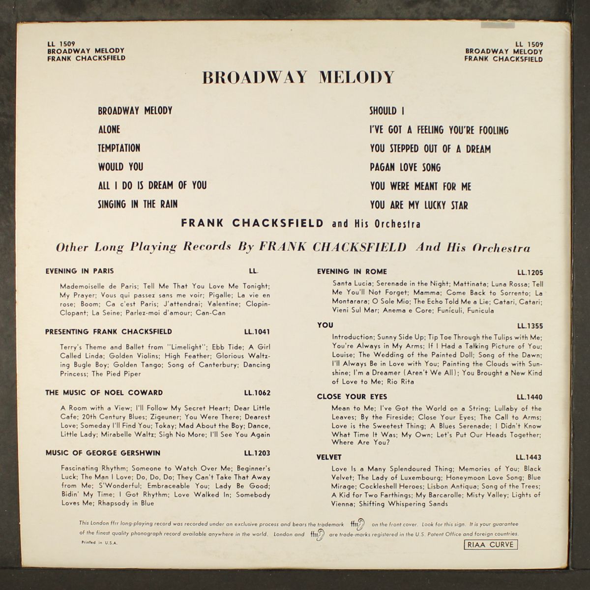 broadway melody by FRANK CHACKSFIELD