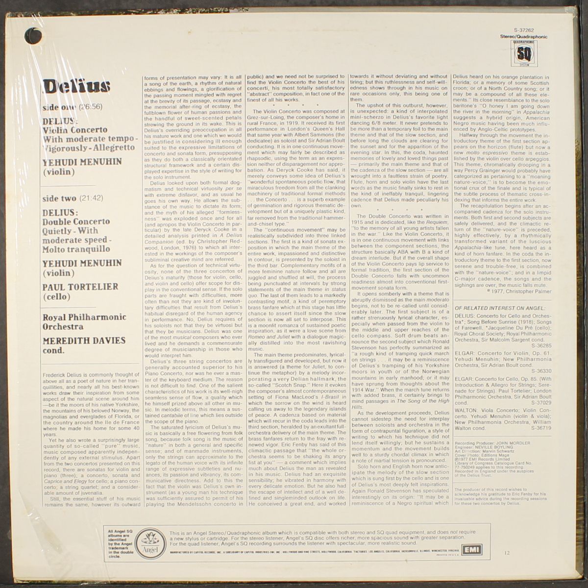 delius: violin concerto / double concerto by YEHUDI MENUHIN