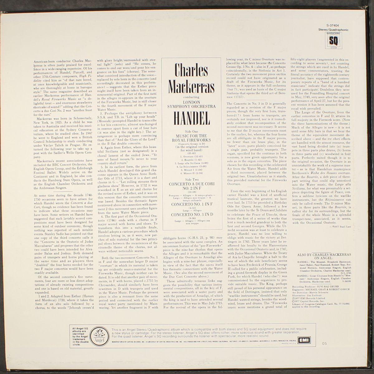 handel: music for the royal fireworks by CHARLES MACKERRAS