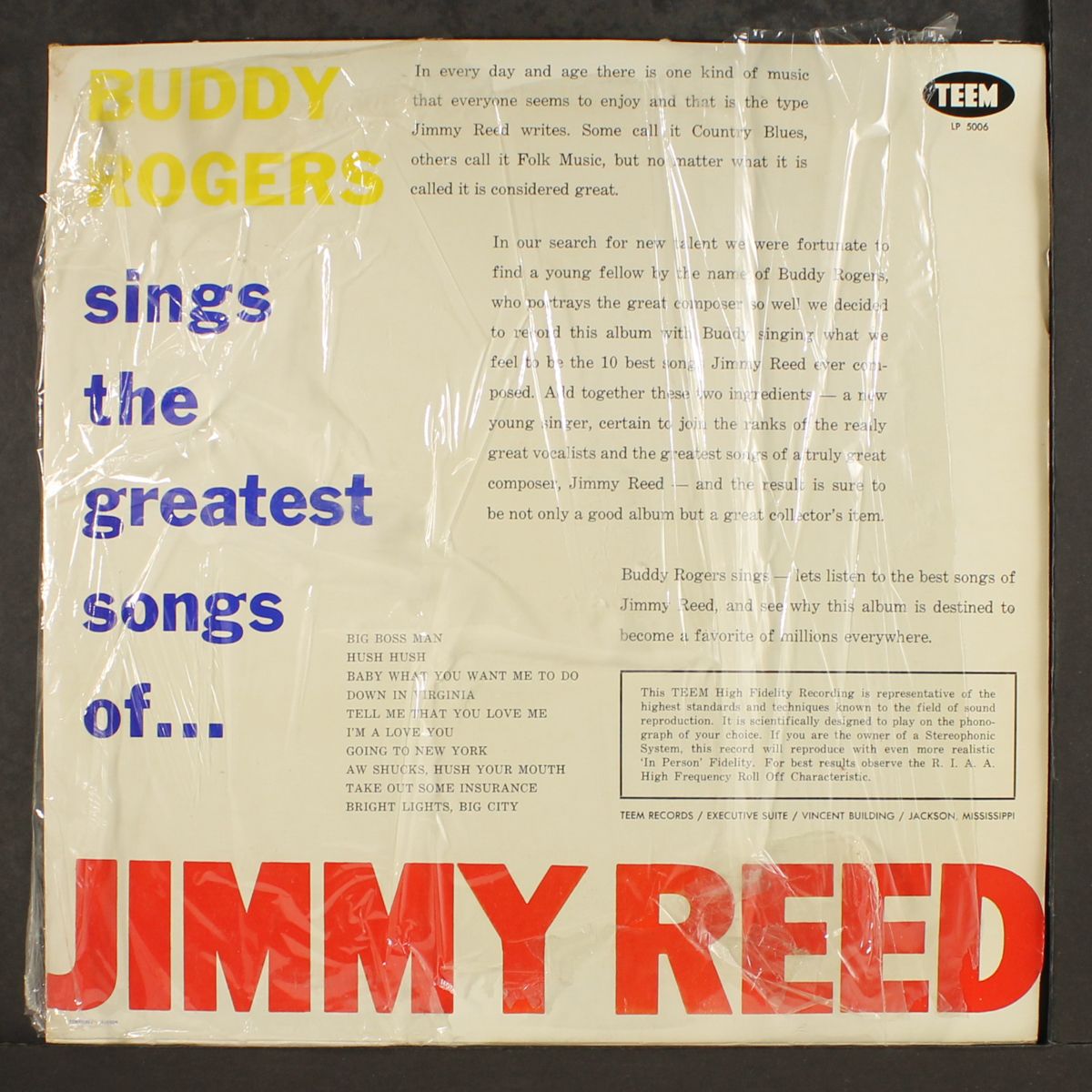 sings the greatest songs of jimmy reed by BUDDY ROGERS