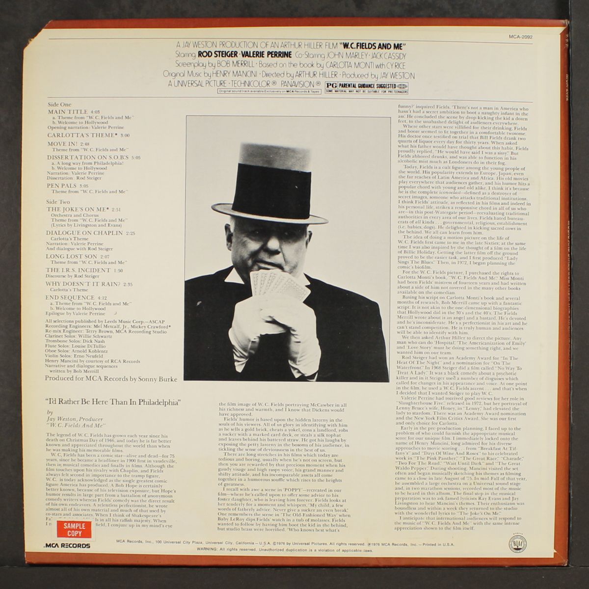 w.c. fields and me soundtrack by HENRY MANCINI