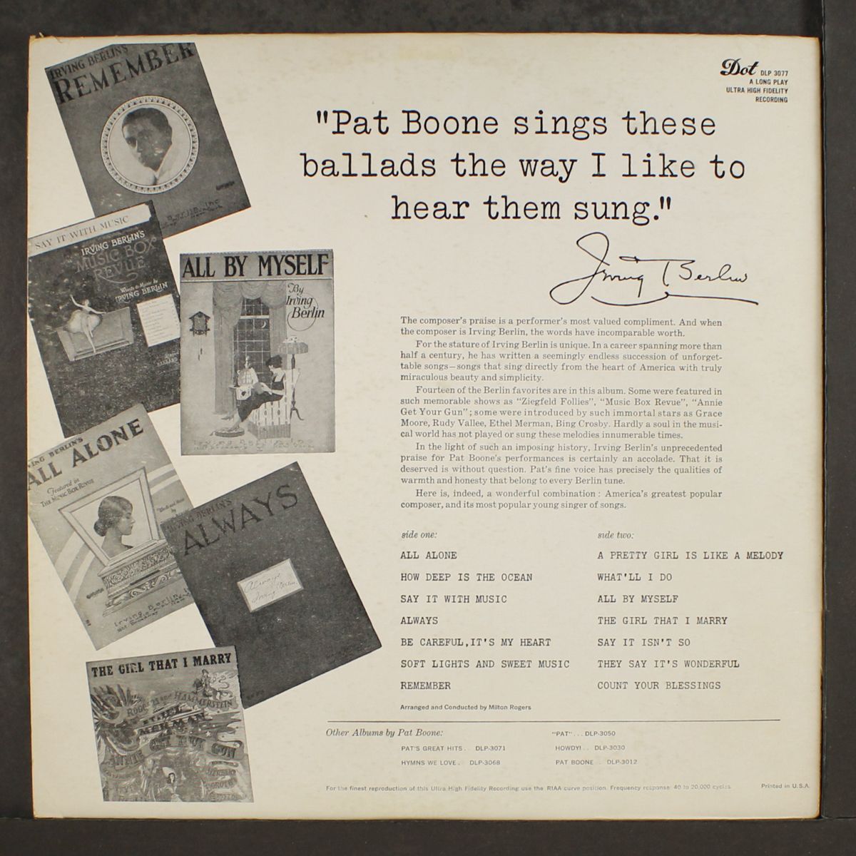 sings irving berlin by PAT BOONE