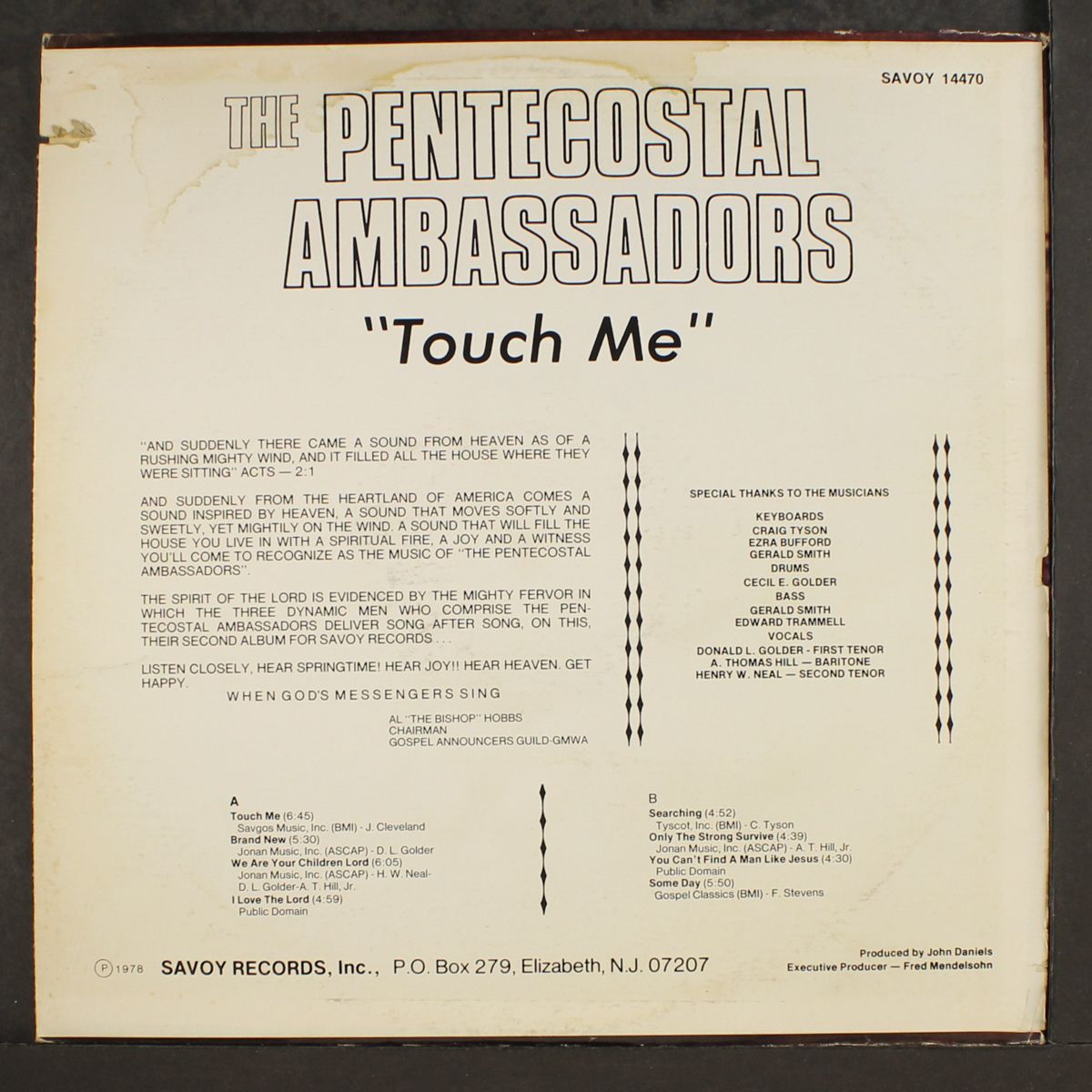 touch me by PENTECOSTAL AMBASSADORS