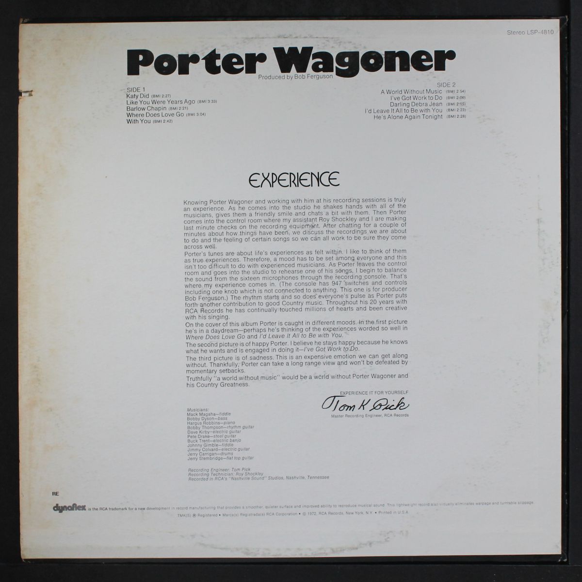 experience by PORTER WAGONER