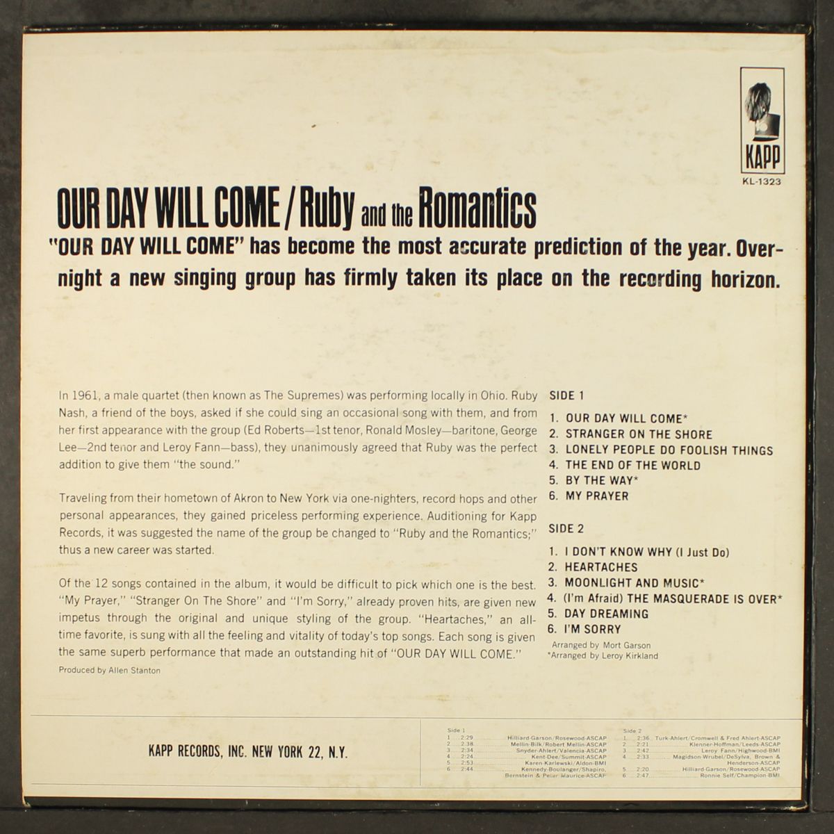 our day will come by RUBY & THE ROMANTICS