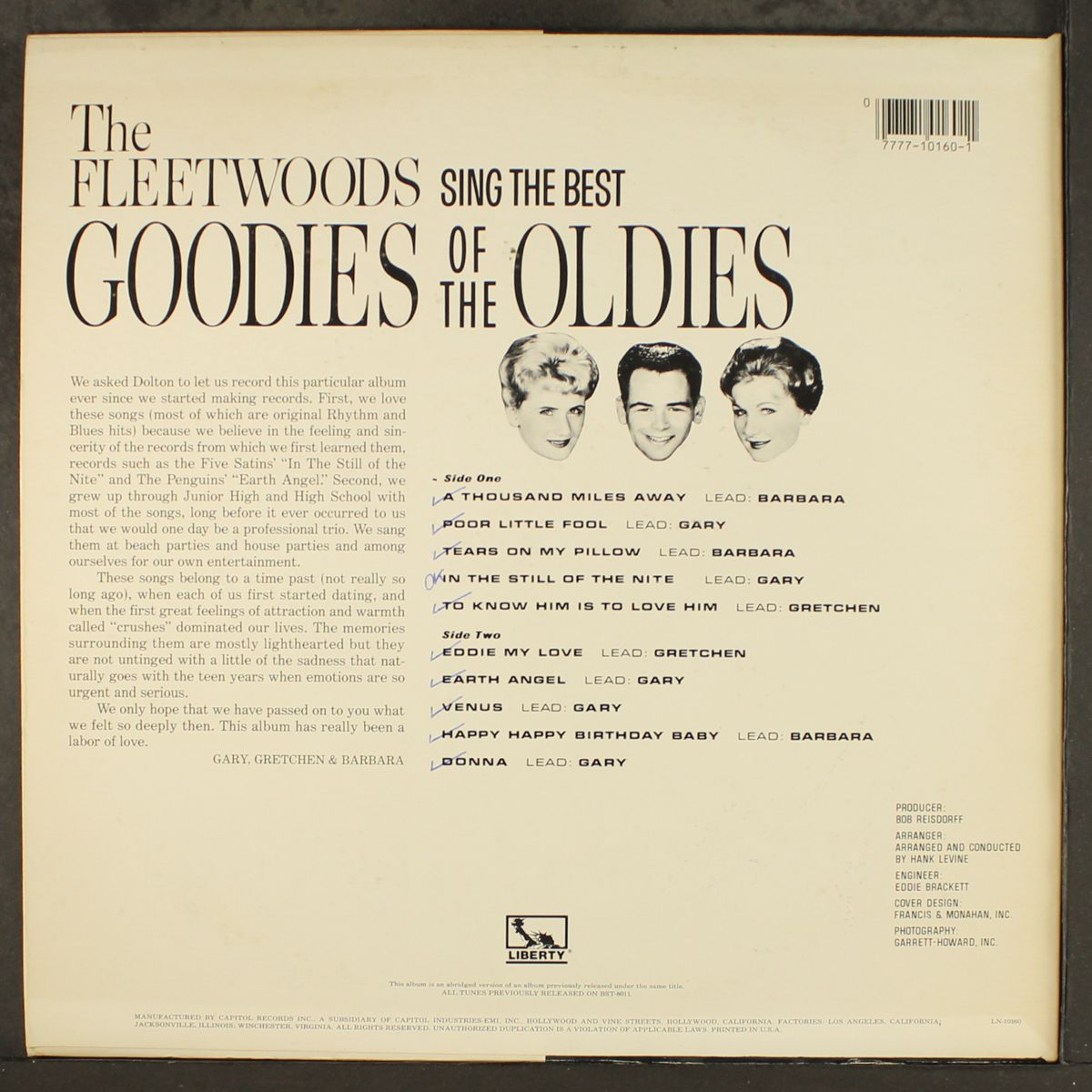 sing the best goodies of the oldies by FLEETWOODS