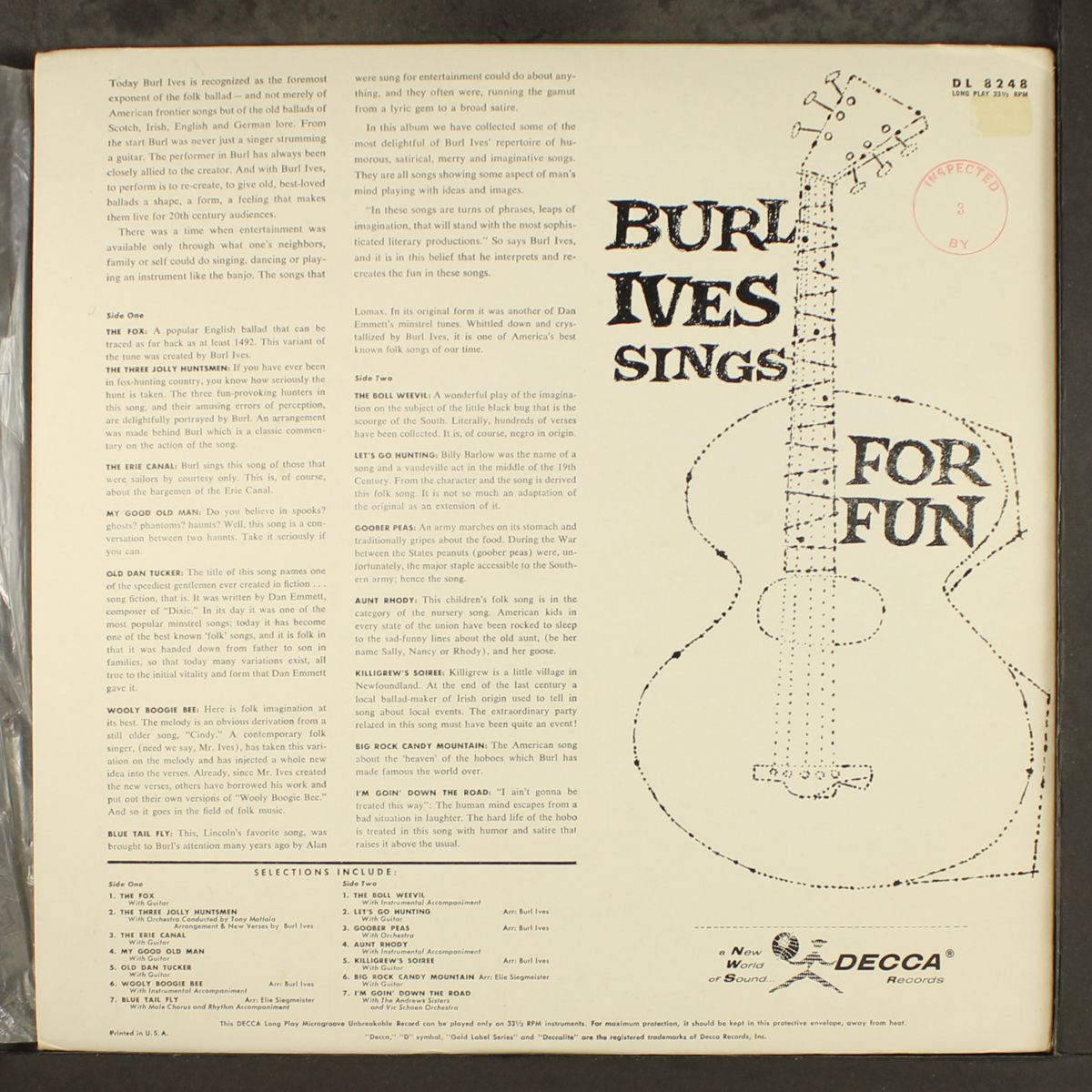 sings for fun by BURL IVES