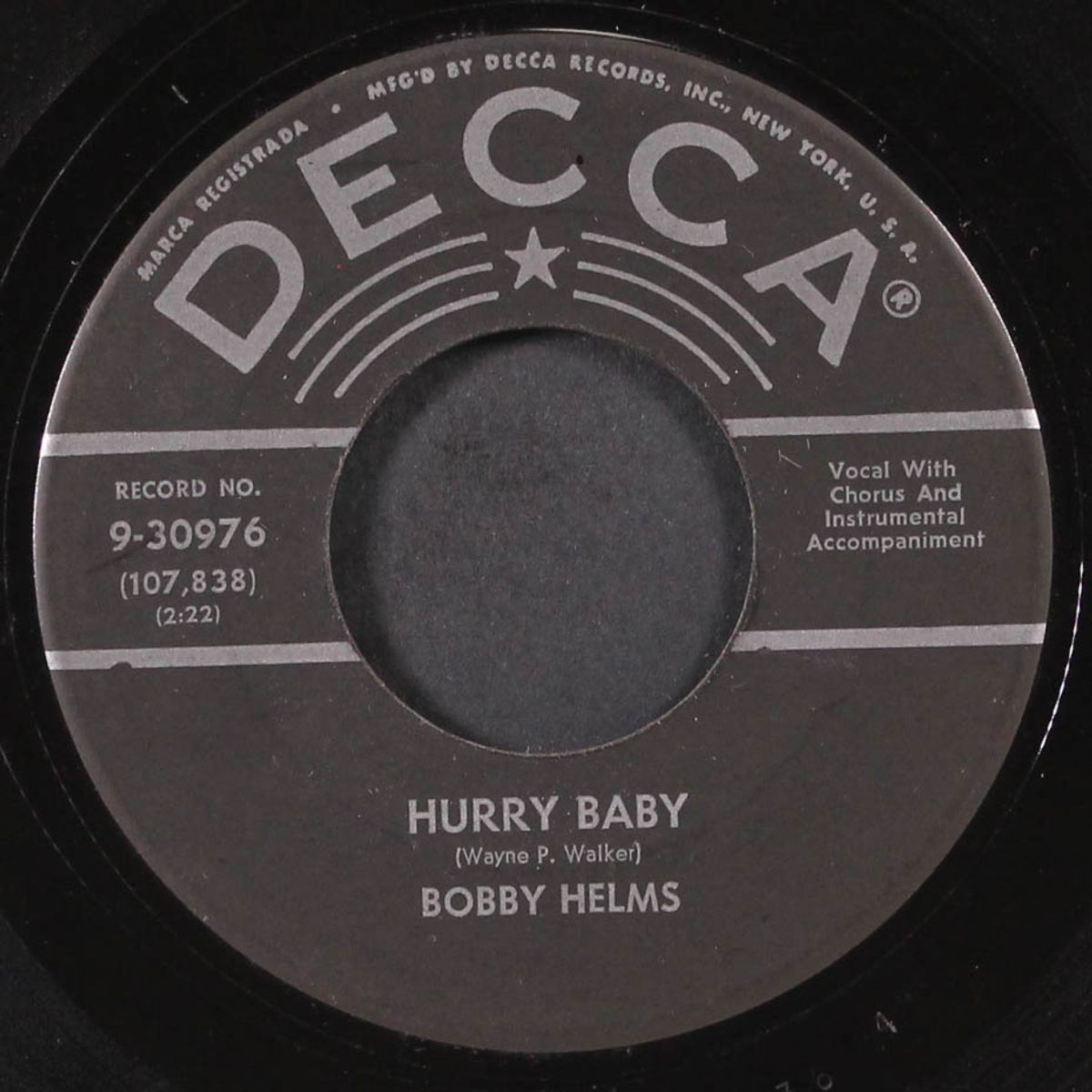 hurry baby by BOBBY HELMS