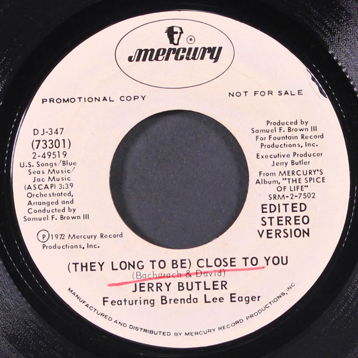 (they long to be) close to you / mono by JERRY BUTLER