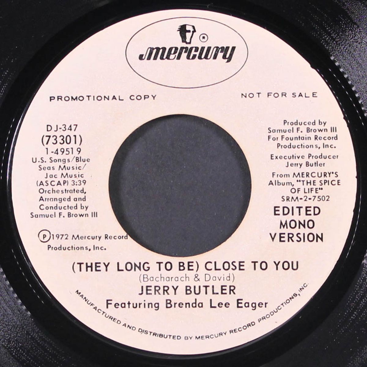 (they long to be) close to you / mono by JERRY BUTLER