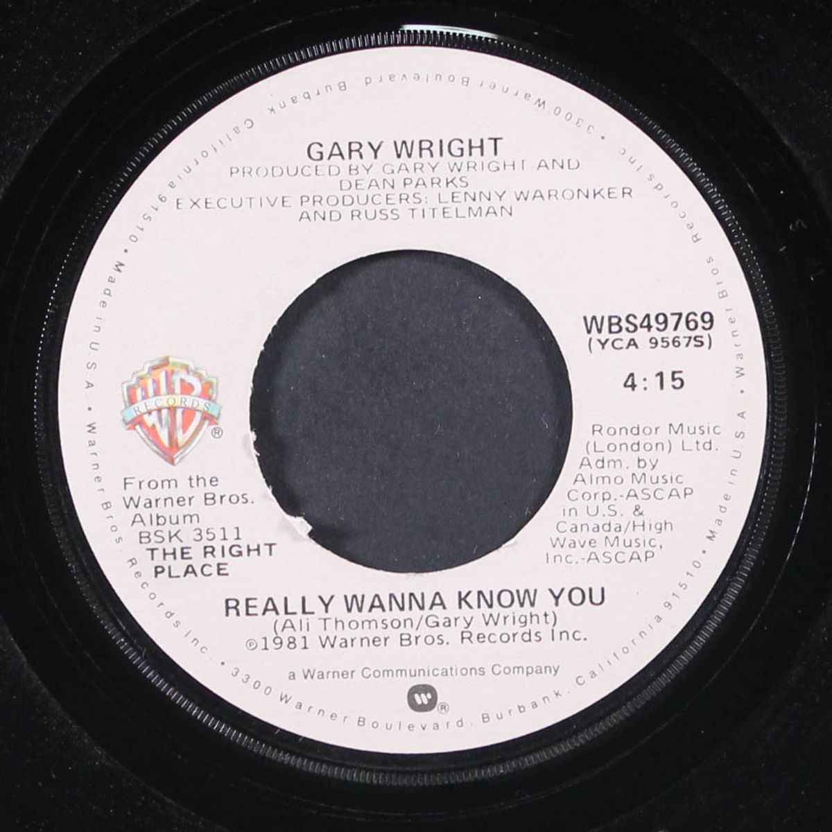 really wanna know you / more than a heartache by GARY WRIGHT
