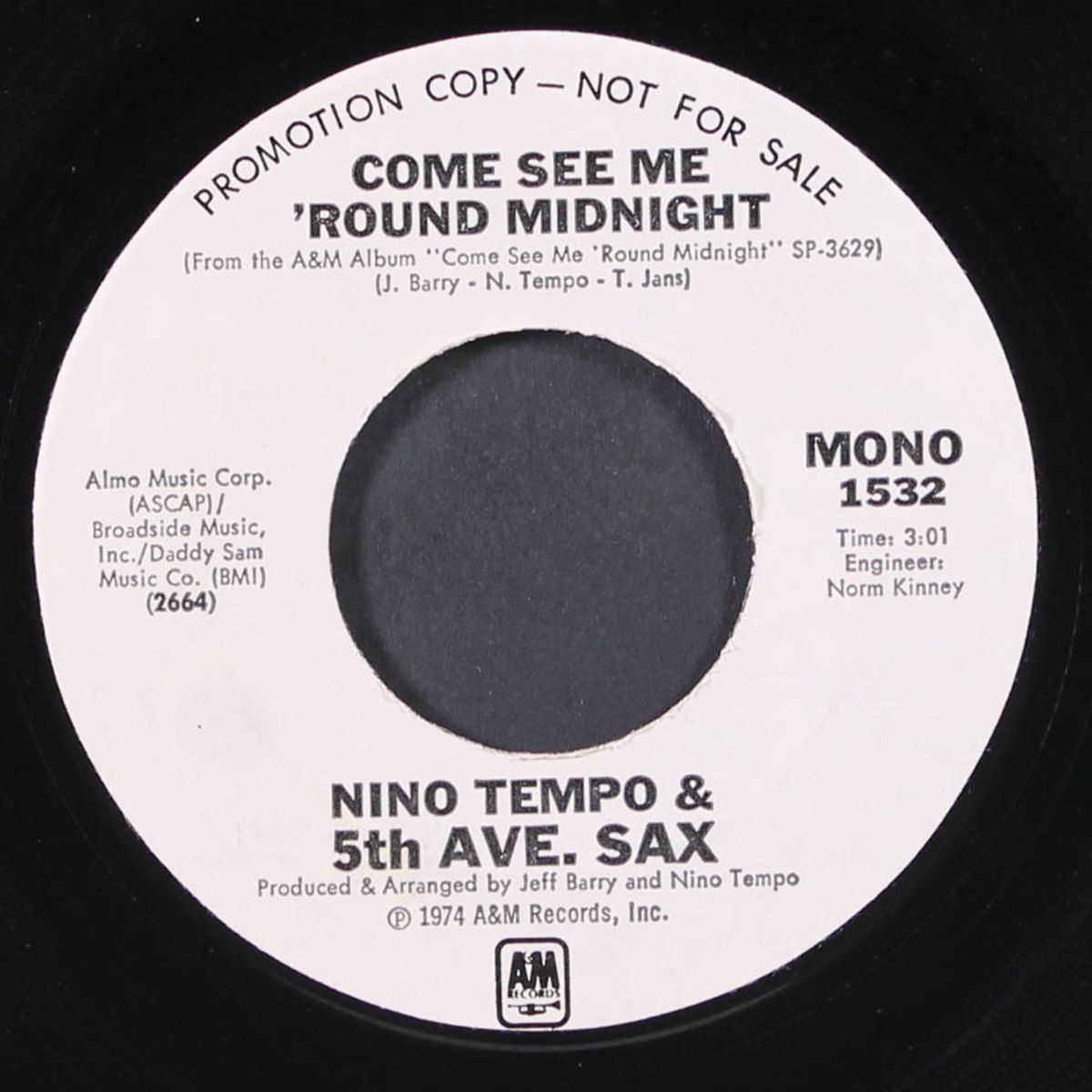 come see me 'round midnight / mono by NINO TEMPO & 5TH AVE. SAX