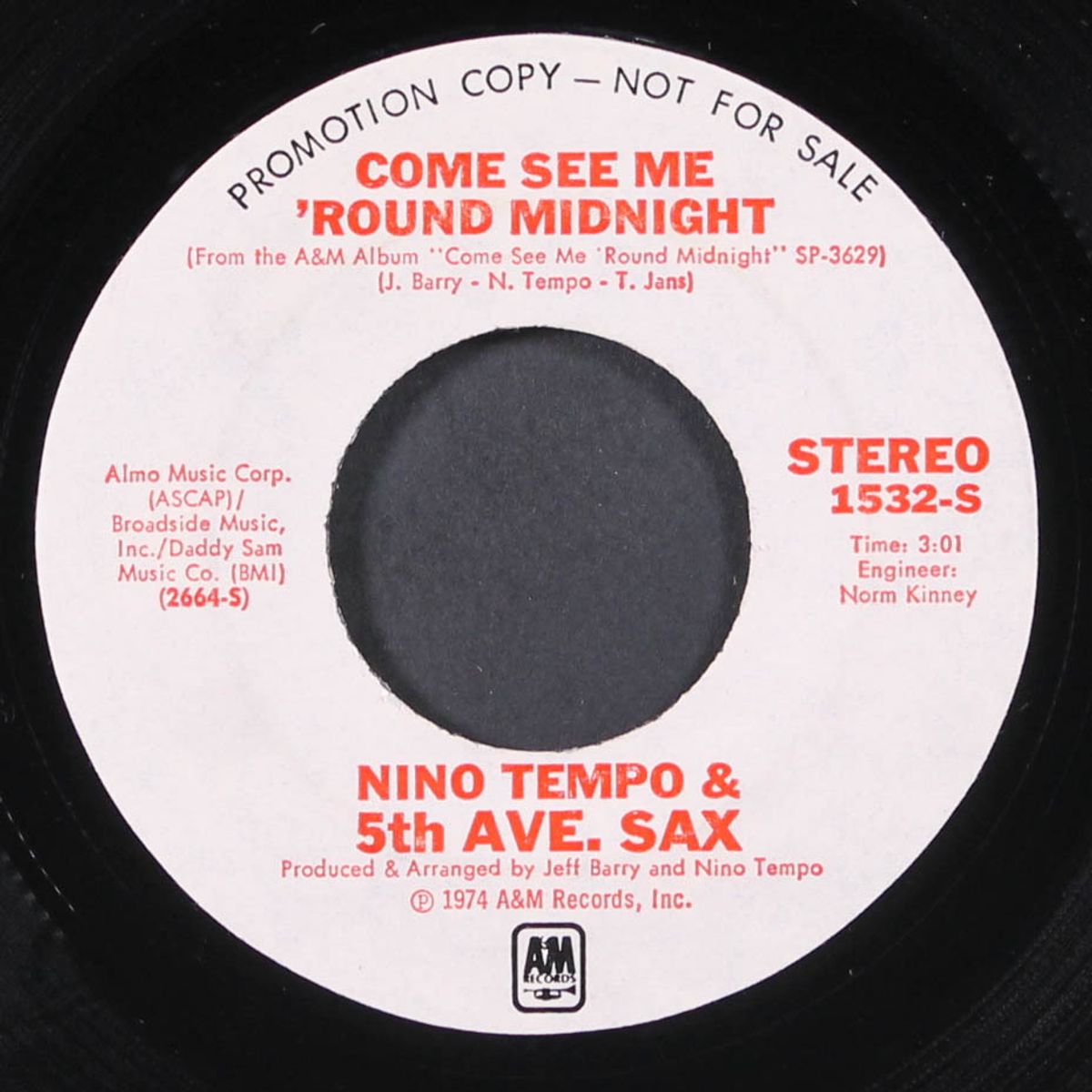 come see me 'round midnight / mono by NINO TEMPO & 5TH AVE. SAX
