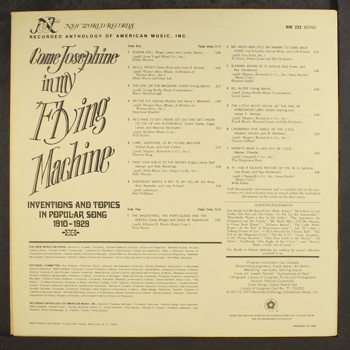 inventions and topics in popular song, 1910-29 by VARIOUS