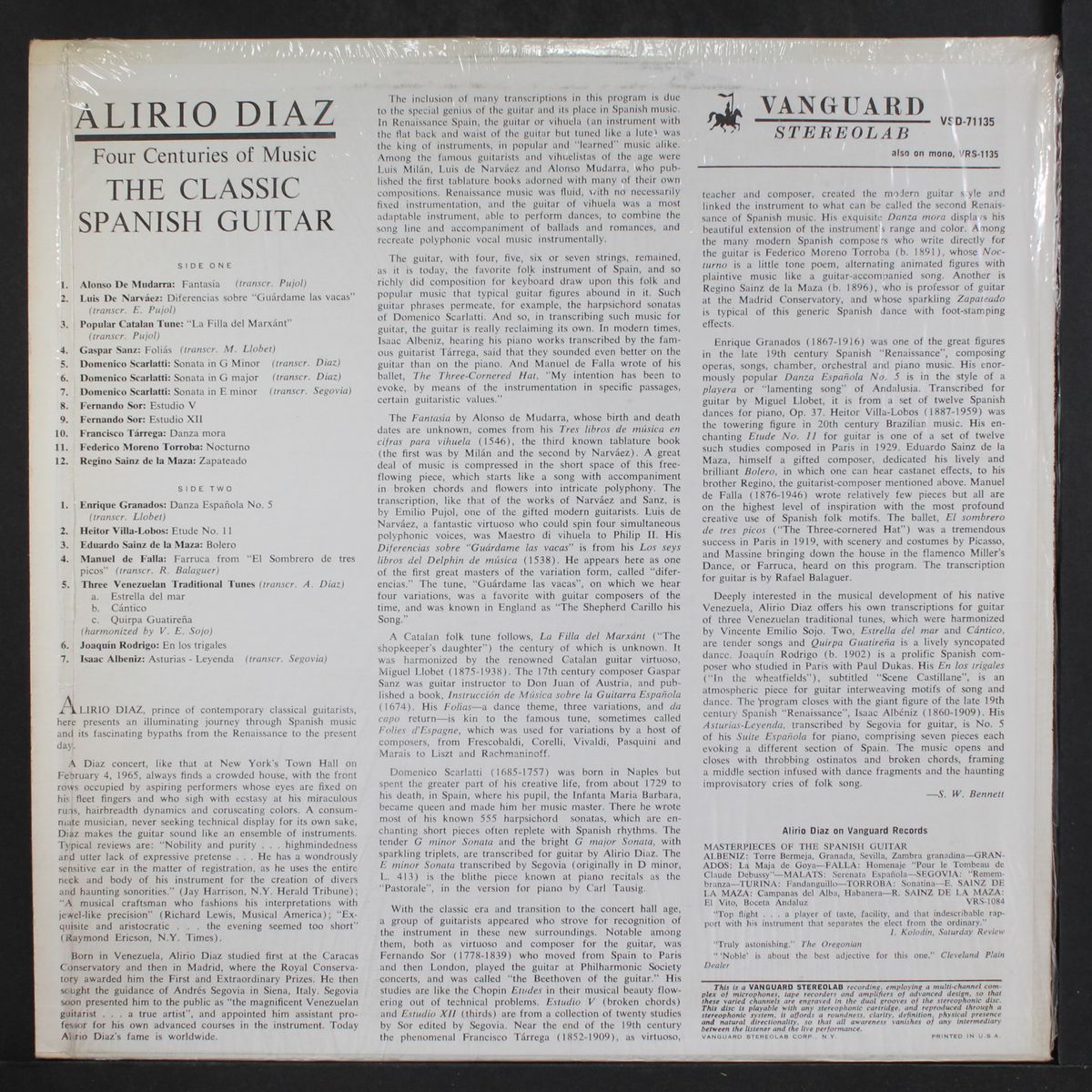 four centuries of music for the classic spanish guitar by ALIRIO DIAZ