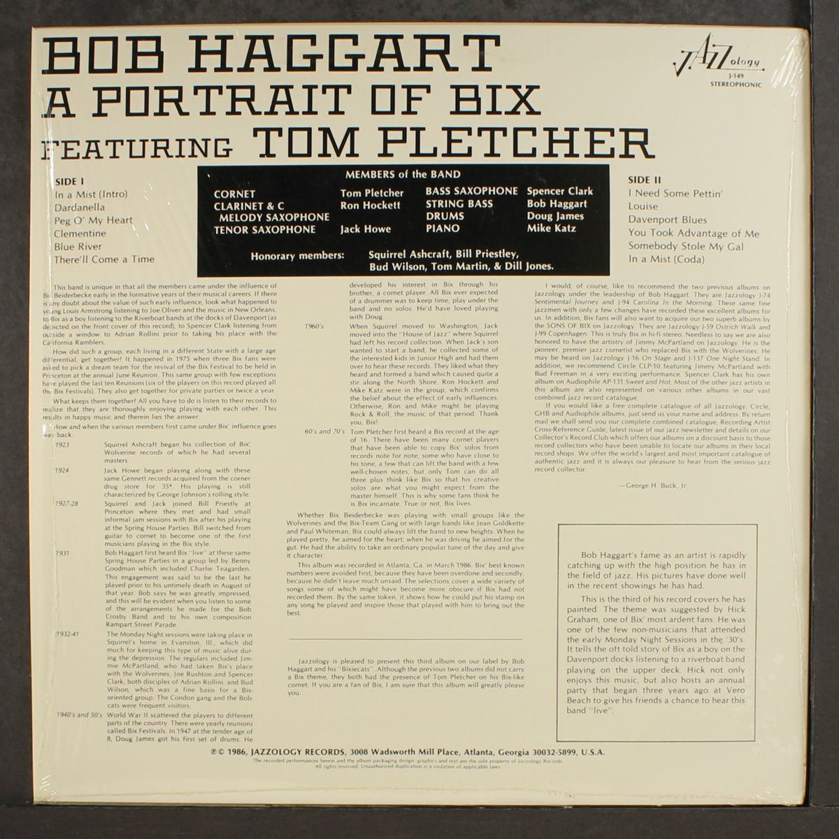 a portrait of bix by BOB HAGGART