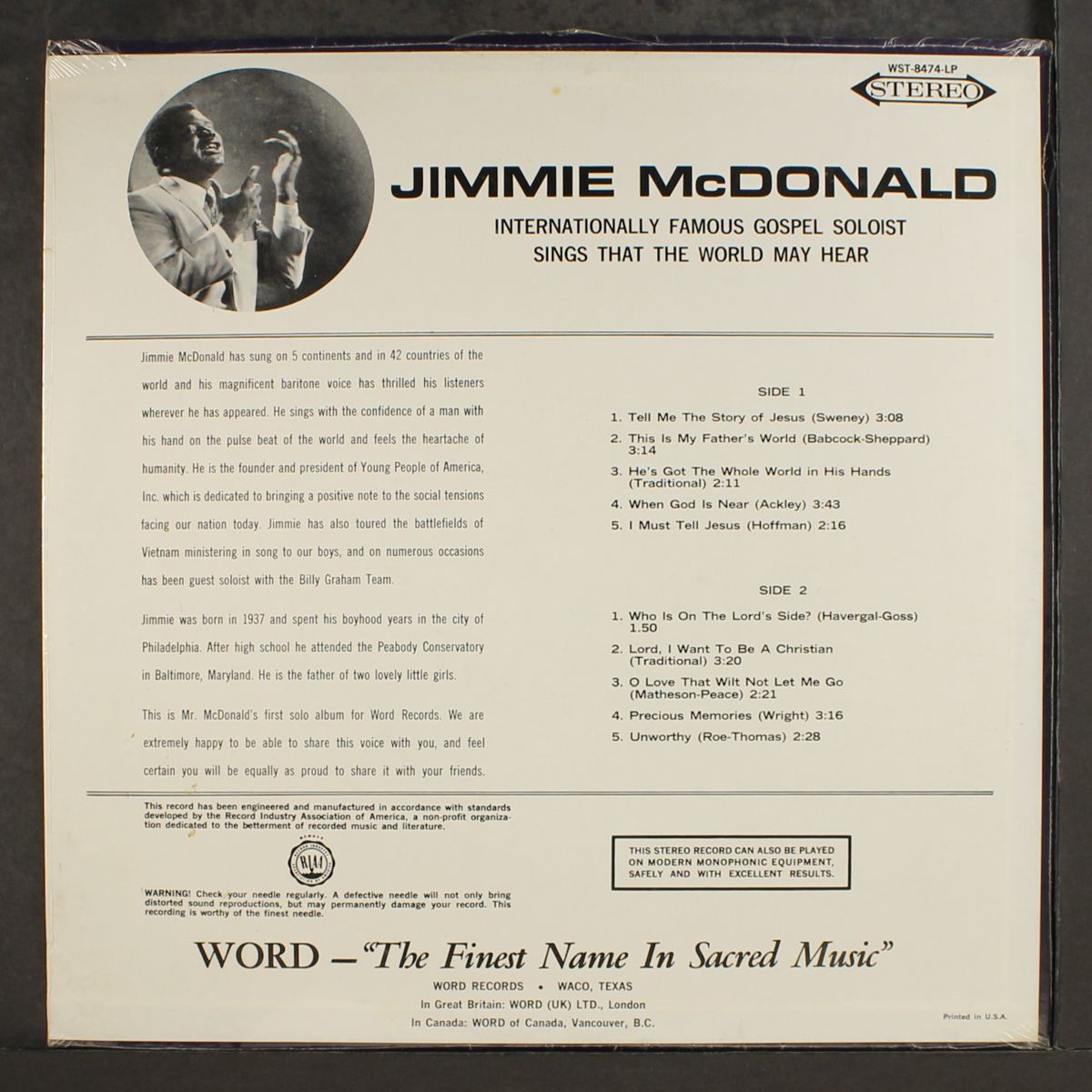 sings that the world may hear by JIMMIE MCDONALD