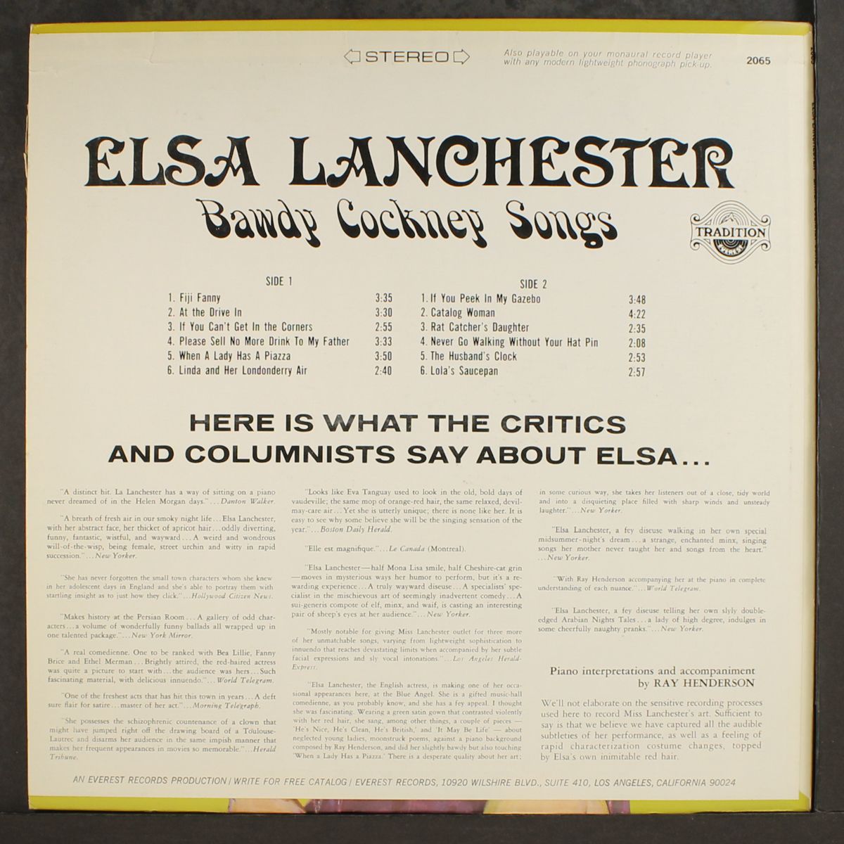 bawdy cockney songs by ELSA LANCHESTER